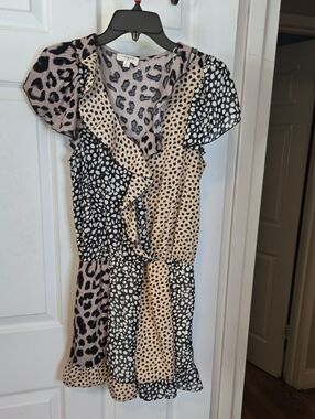 Umgee Taupe Romper with Black Floral Print